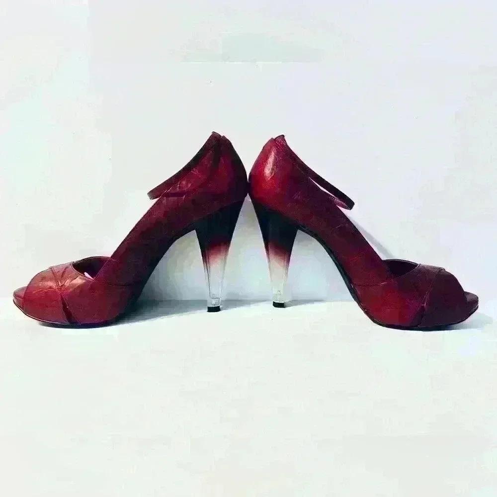 BCBGirls Ruby Red Rugged Patent Leather with Ombré Heels. Women’s Size 10